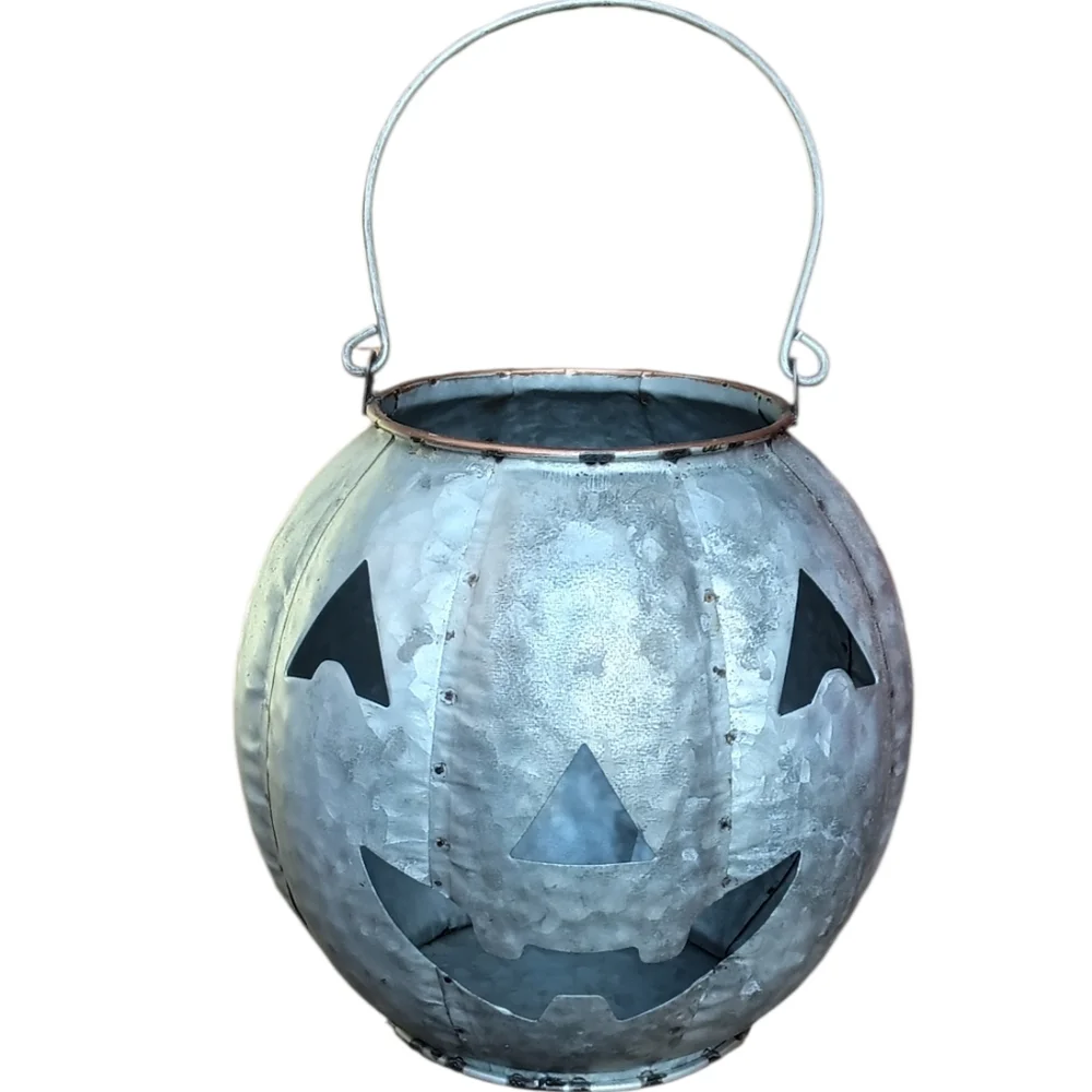 Ashland Silver Metal Jack-O'-Lantern Container